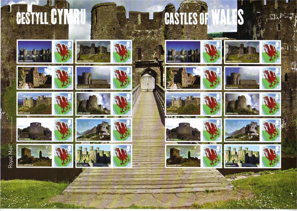 2010 GB - LS71 - "Castles of Wales" Smiler Sheet (20) MNH